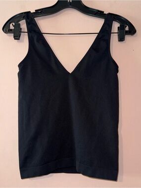 Body By Victoria’s Secret Black Nylon Bodycon Form Fitting V Neck Tank M NWOT!